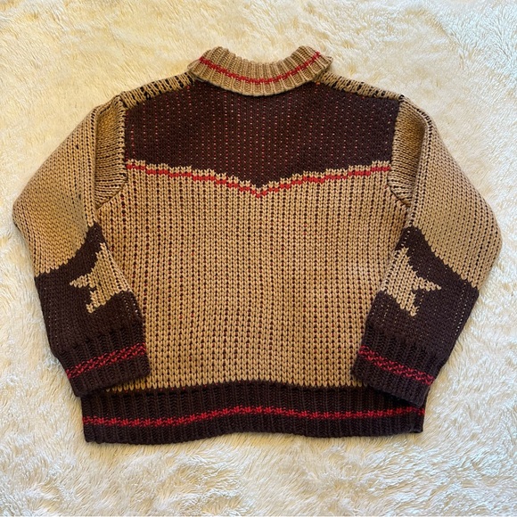 Western Design Rodeo Horse Cowichan Knit Traditional Zip Front Sweater - Picture 5 of 7